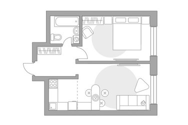 Планировка двухкомнатной(квартира) площадью 36.94 квадратных метров в ЖК “ЖК Ильинойс”