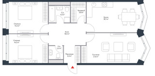 Планировка трехкомнатной(квартира) площадью 94.1 квадратных метров в “ЖК Ривер Парк Коломенский”