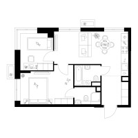 Планировка двухкомнатной(квартира) площадью 50.6 квадратных метров в “Квартал Мит”