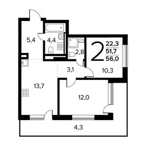 Планировка квартиры, ID 551086