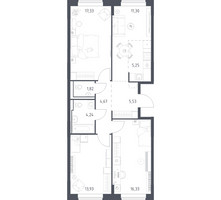 Планировка трехкомнатной(квартира) площадью 80.4 квадратных метров в “ЖК Богдановский Лес”