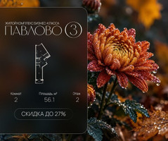 Планировка двухкомнатной(квартира) площадью 56.1 квадратных метров в “Павлово 3”