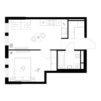 Планировка однокомнатной(квартира) площадью 35.3 квадратных метров в “Квартал Мит”
