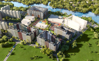 Вид с высоты на ЖК Эко Видное 2.0