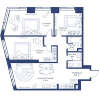 Планировка трехкомнатной(квартира) площадью 82.1 квадратных метров в “ЖК Свет”