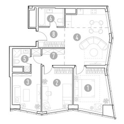 Планировка трехкомнатной(квартира) площадью 82.32 квадратных метров в ЖК “УНО Горбунова”