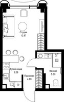 Планировка студии(квартира) площадью 28.14 квадратных метров в “Дом премиум-класса МИРА”
