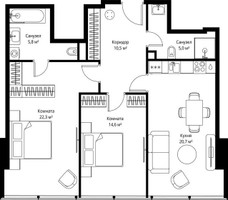 Планировка двухкомнатной(квартира) площадью 78.9 квадратных метров в “ЖК ОНЕ”