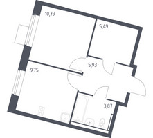 Планировка однокомнатной(квартира) площадью 35.83 квадратных метров в “ЖК Молжаниново”