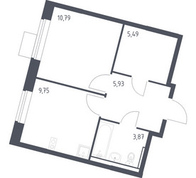 Планировка однокомнатной(квартира) площадью 35.83 квадратных метров в ЖК “ЖК Молжаниново”