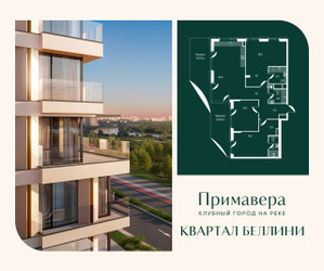 Планировка трехкомнатной(квартира) площадью 129.1 квадратных метров в ЖК “Клубный город на реке Примавера”