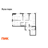 Планировка трехкомнатной(квартира) площадью 85.2 квадратных метров в “ЖК Яуза Парк (Мытищи)”