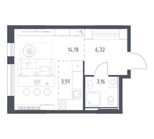 Планировка студии(квартира) площадью 27.57 квадратных метров в “ЖК Остафьево”