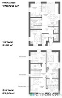 Планировка 4+ комнатной(квартира) площадью 178.7 квадратных метров в “ЖК INHAUS Шолохово”