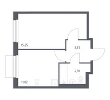 Планировка однокомнатной(квартира) площадью 34.59 квадратных метров в “ЖК Новое Внуково”