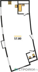 Планировка двухкомнатной(квартира) площадью 57.8 квадратных метров в ЖК “ЖК Римский”
